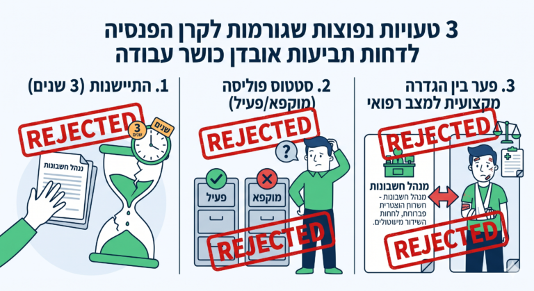 טעויות נפוצות בתביעות אובדן כושר עבודה בקרן הפנסיה
